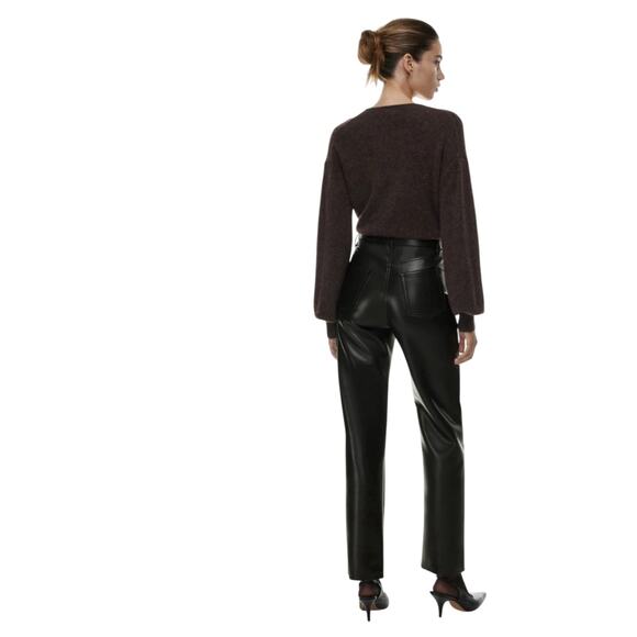Wilfred Aritzia Melina Faux Leather Pants Black Women’s 8 Minimalist Futurism - Picture 14 of 16